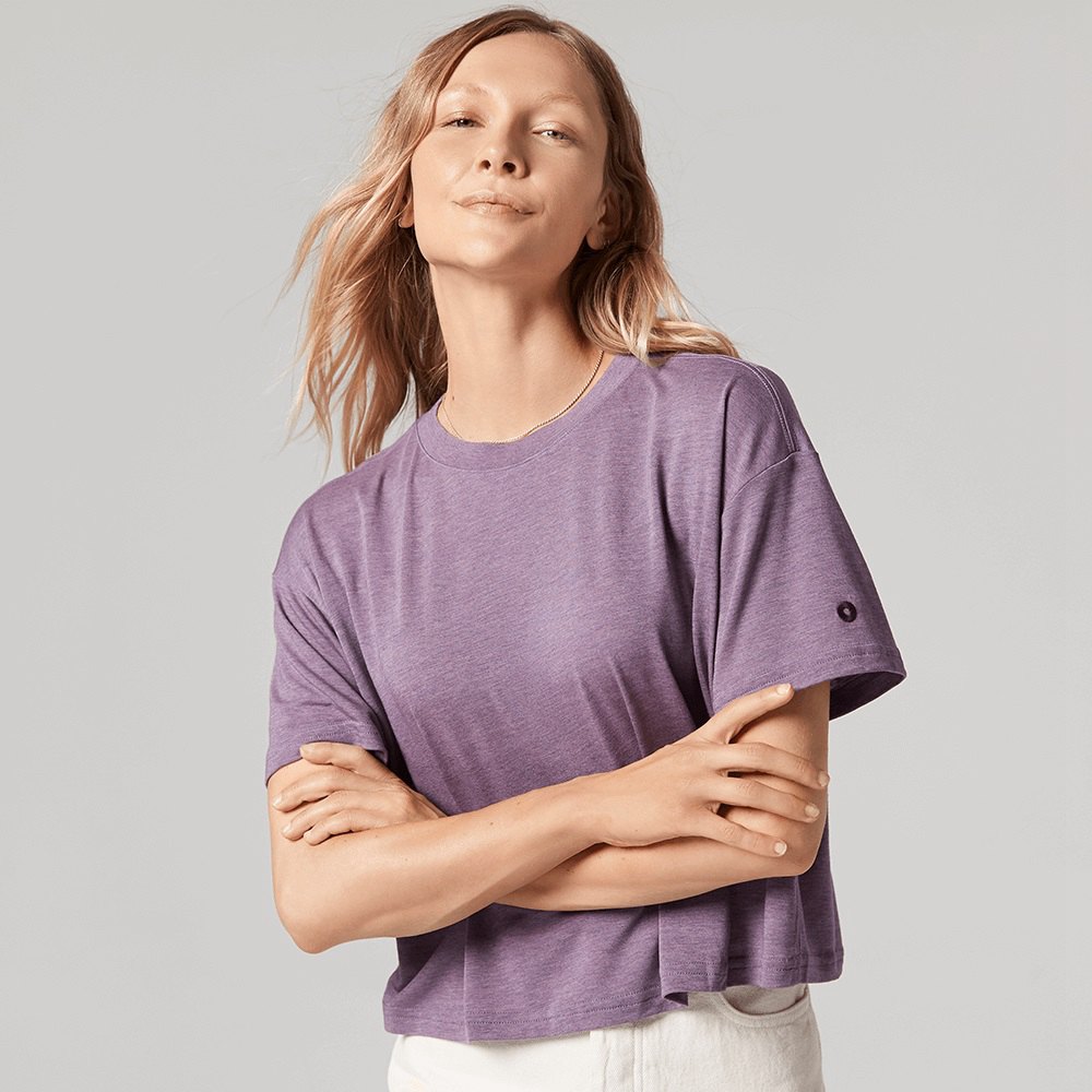 Allbirds Women's T-Shirt Purple - TrinoXO™ Relaxed Fit - 92835SZJD